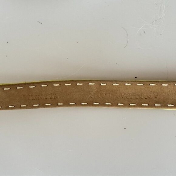 Ann Taylor Belt Green Ruche Leather Waist Dress Women's Size L - Picture 6 of 7